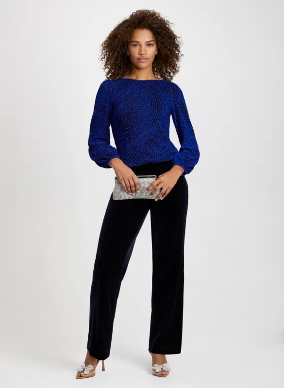 Velour Pants & Metallic Top sold by Laura