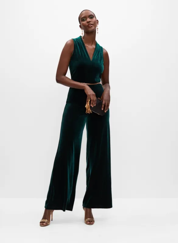 Velvet Belt Detail Jumpsuit sold by Melanie Lyne