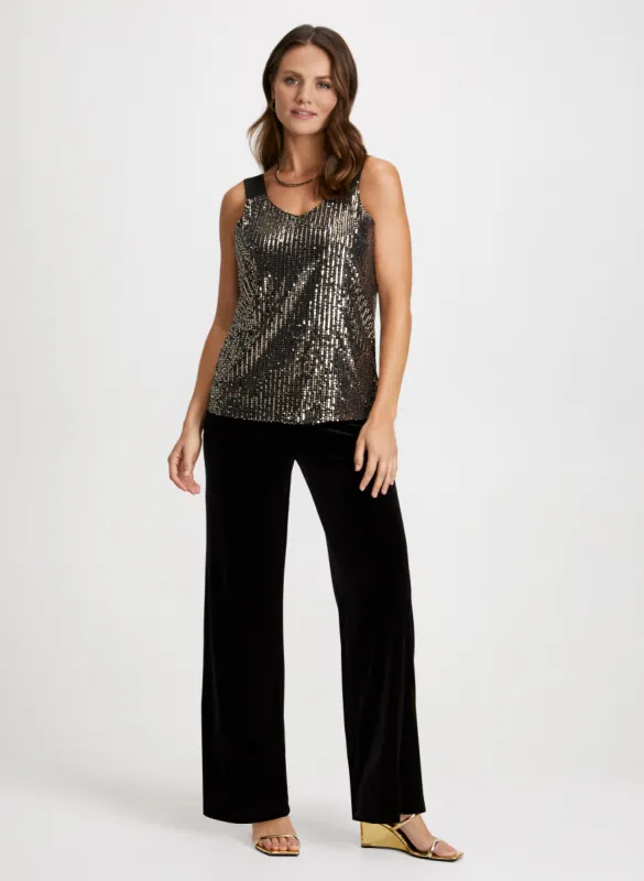 Sequin Cami & Velour Pants sold by Laura