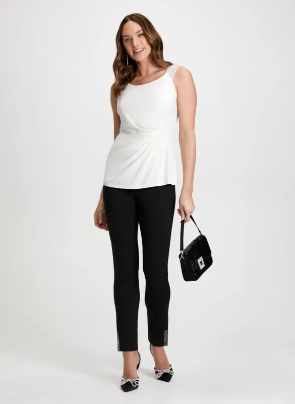 Embellished Sleeveless Top & Rhinestone Slit Pants sold by Laura
