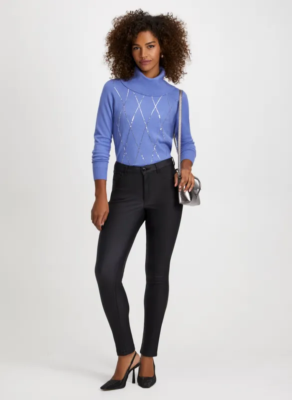 Sequin Motif Sweater & Slim Leg Pants sold by Laura