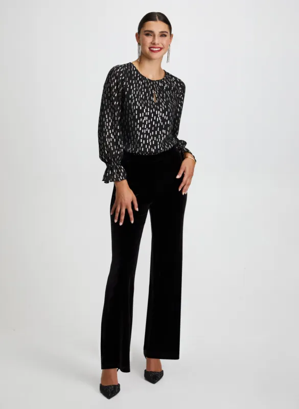 Metallic Print Blouse & Velour Pants sold by Laura
