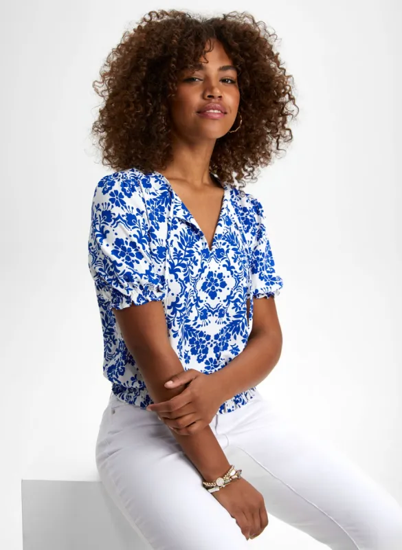 Floral Print Smocked Blouse sold by Laura
