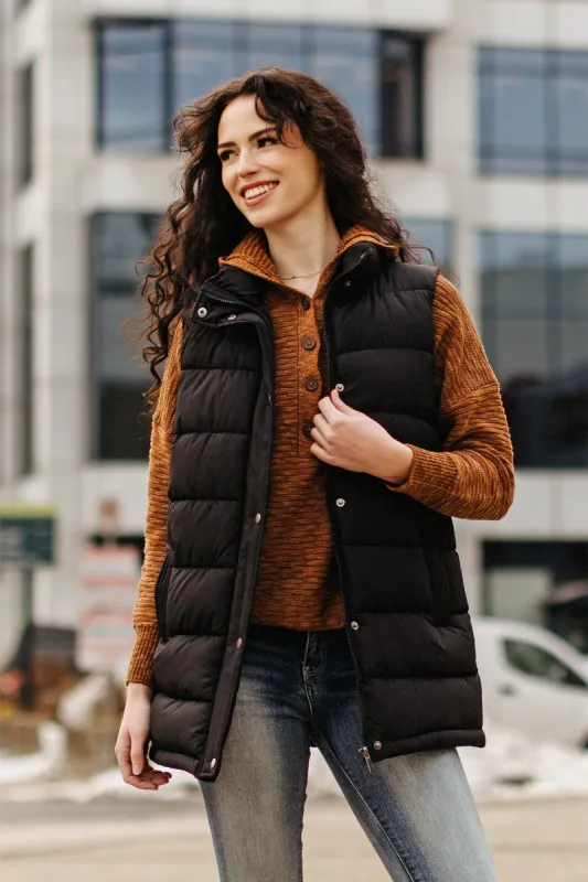 Quilted Puffer Mid-Length Vest | Parallel