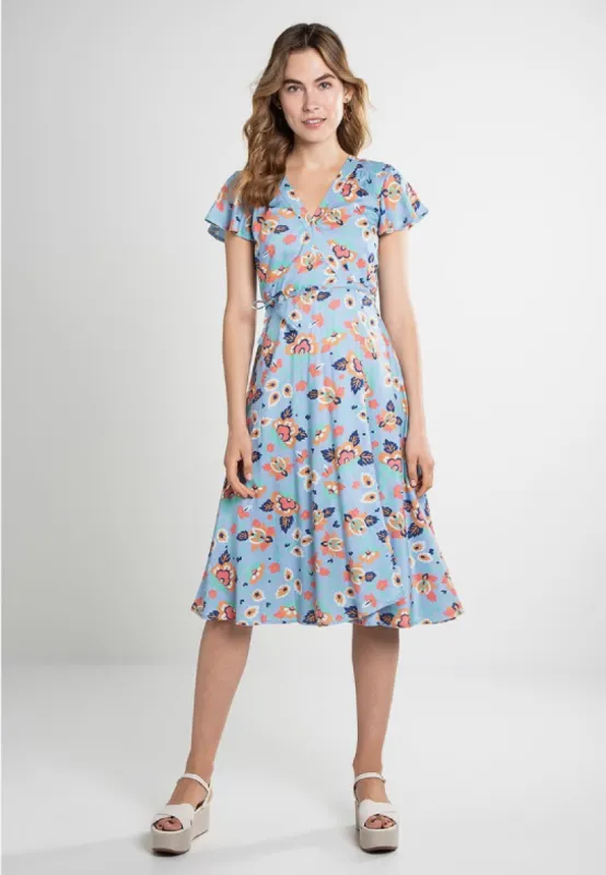 Polly Wrap Dress Multi Floral sold by Fever London
