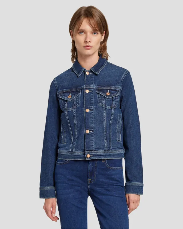Luxe Vintage Classic Trucker Jacket in Deep Soul sold by 7 For All Mankind