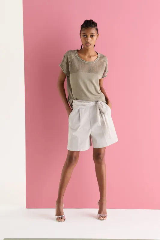 Relaxed-Fit Linen Top with Short Sleeves M530 9500 sold by European Culture