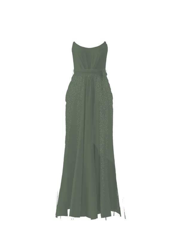Bodice(Campbell), Skirt(Justine),Belt(Sash), olive sold by Amsale