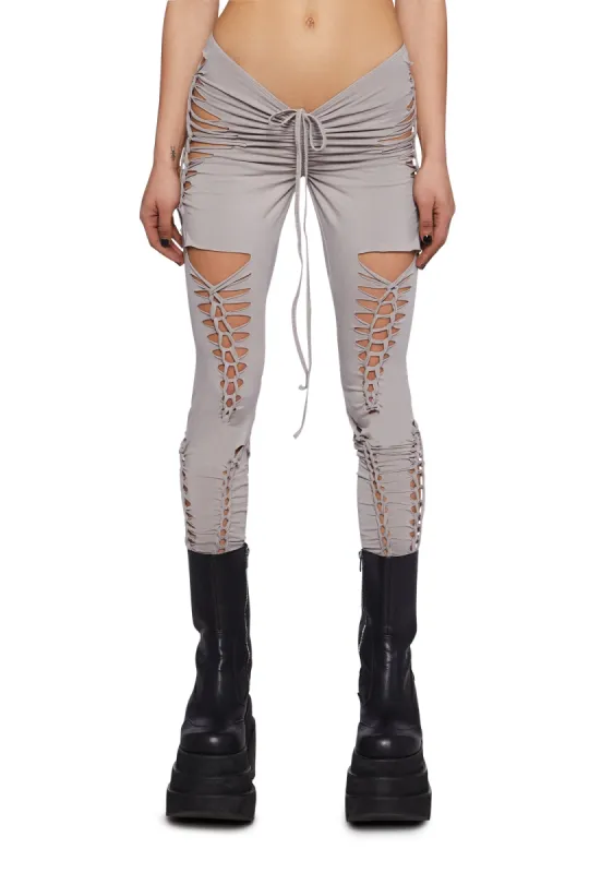 Crossfade Shredded Leggings - Ecru sold by Dolls Kill