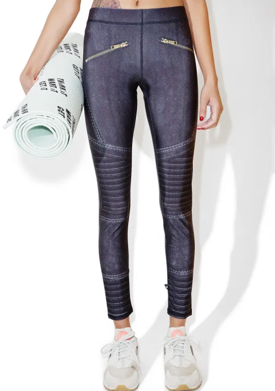 Black Moto Performance Legging sold by Dolls Kill