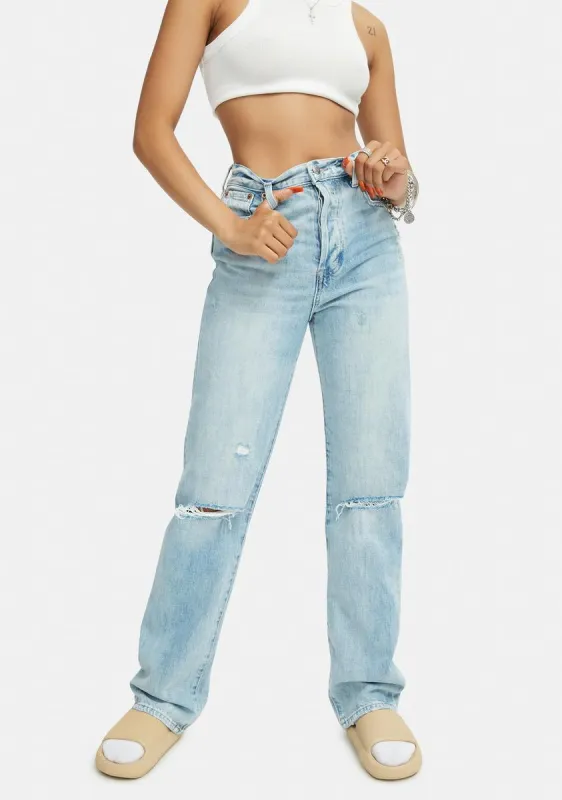 Cassie Super High Rise Straight Jeans sold by Dolls Kill