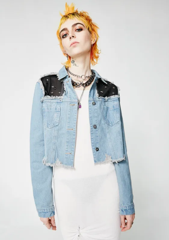 Star Studded Denim Jacket sold by Dolls Kill