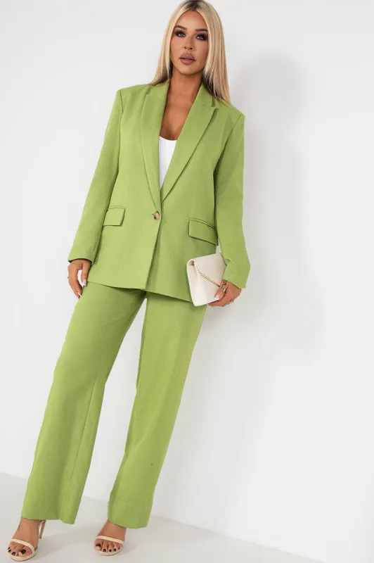 Fern Green Linen Trousers sold by Va Va Voom