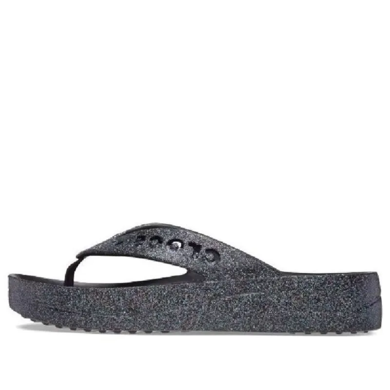 (WMNS) Crocs Baya Platform Glitter Flip Sandals 'Black' 208463 sold by KicksCrew