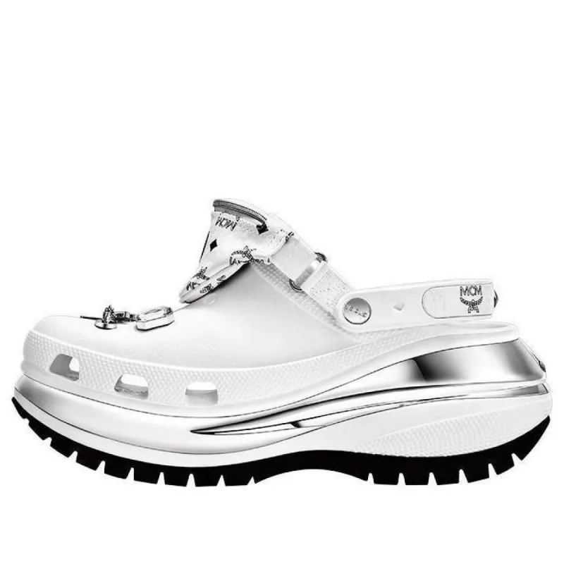 Crocs x MCM Mega Crush Clogs 'White Silver' MEXDAMM08WT