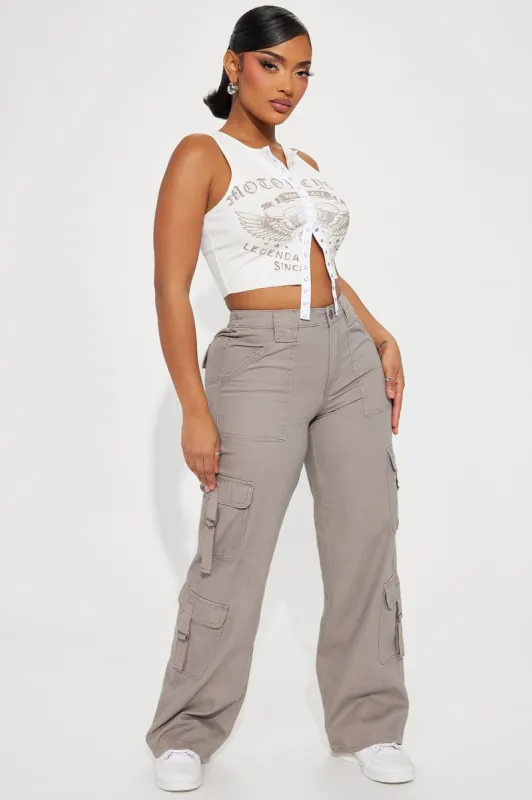 Your Daily Cargo Pant - Grey sold by Fashion Nova