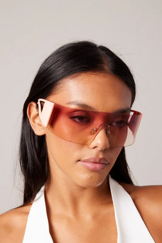 Pink Wrap Visor Sunglasses sold by Ally Fashion