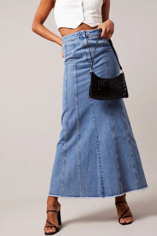 Blue Denim Skirt Maxi sold by Ally Fashion