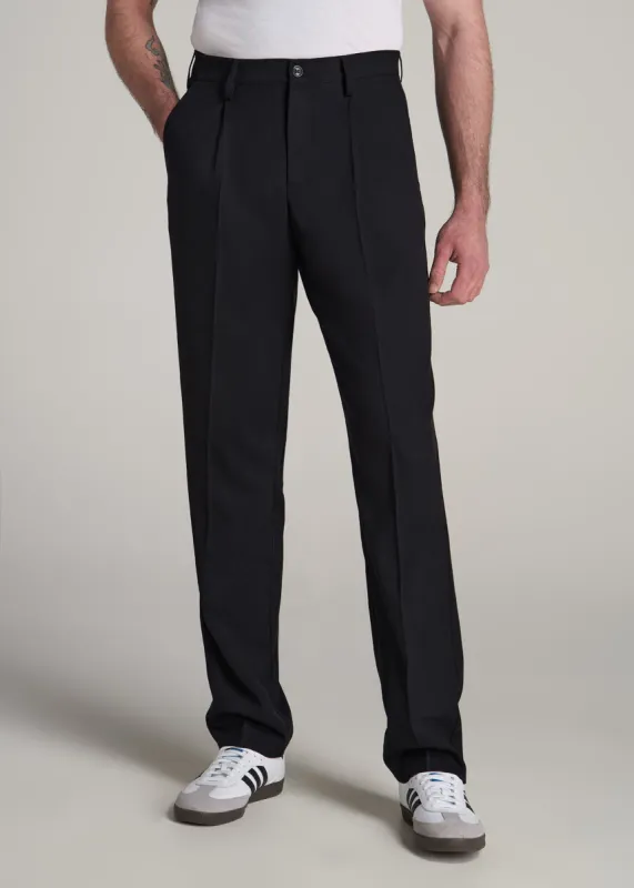 Tall Men's Relaxed Pleated Trouser in Black sold by American Tall