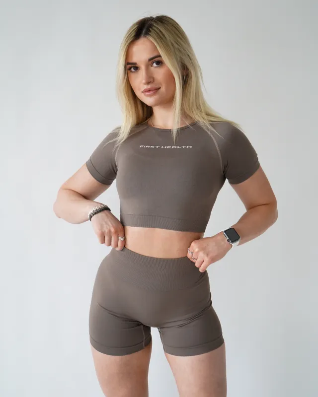 Enhance Cropped Tee - Cappuccino sold by First Health Apparel