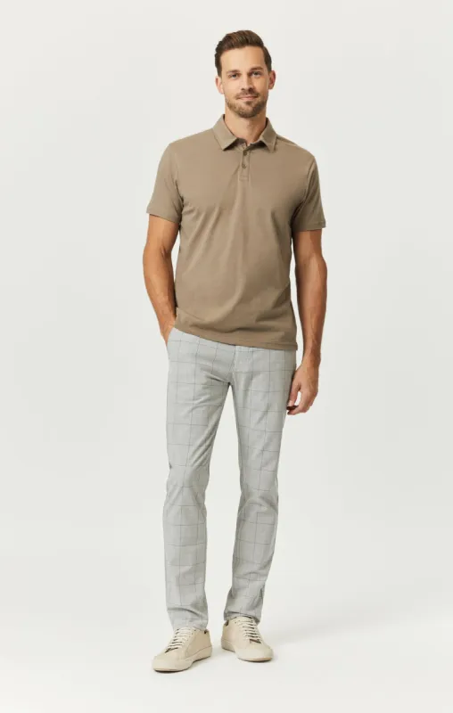 MILTON SLIM STRAIGHT CHINO IN LIGHT GREY CHECK sold by Mavi