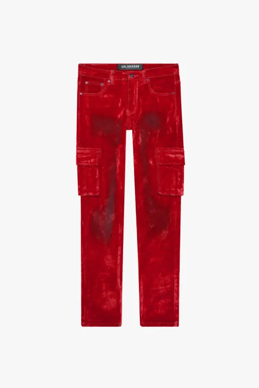 "LUXE" RED SUEDE SKINNY JEAN sold by valabasas