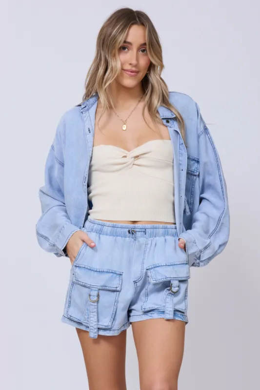 Washed Denim Tencel Cropped Button Up sold by Vintage Havana