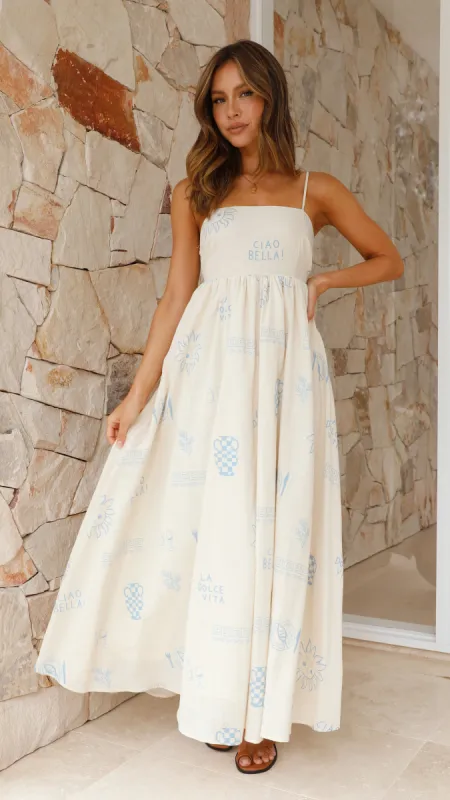 Yair Maxi Dress - Blue / Beige Ciao Bella sold by Billy J