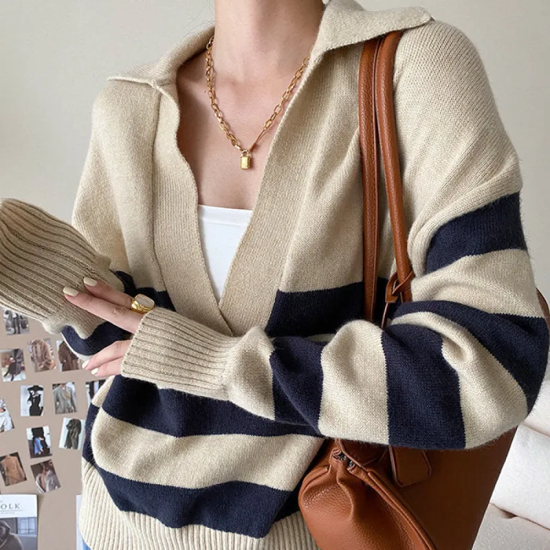 Preppy Collar Striped Pullover sold by Streetwear Society