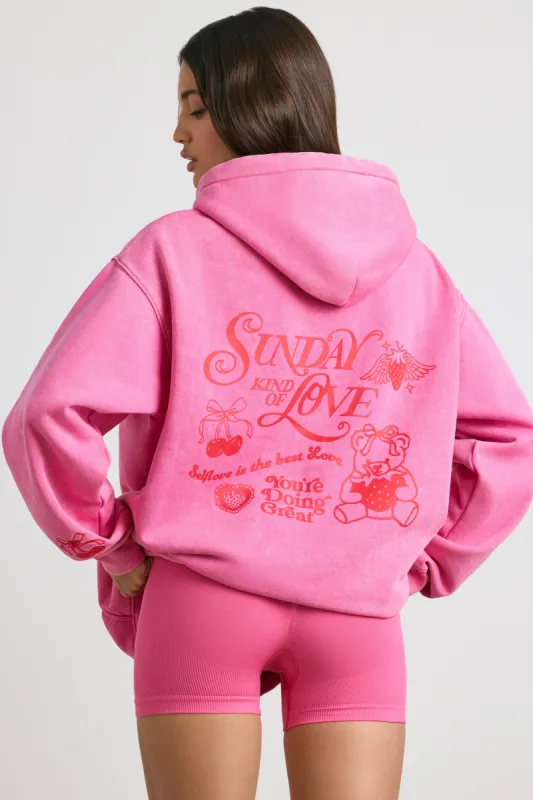 Sunday Love - Oversized Hoodie in Hot Pink sold by Bo + Tee