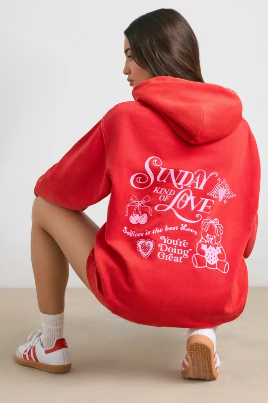 Sunday Love - Oversized Hoodie in Red sold by Bo + Tee