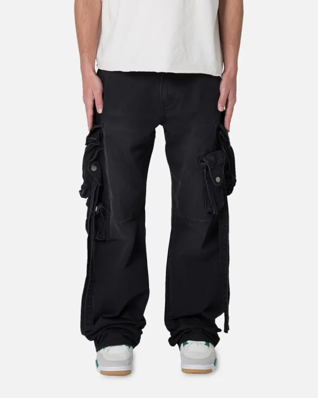MNML Strapped Multi Cargo Pants Washed Black sold by Culture Kings