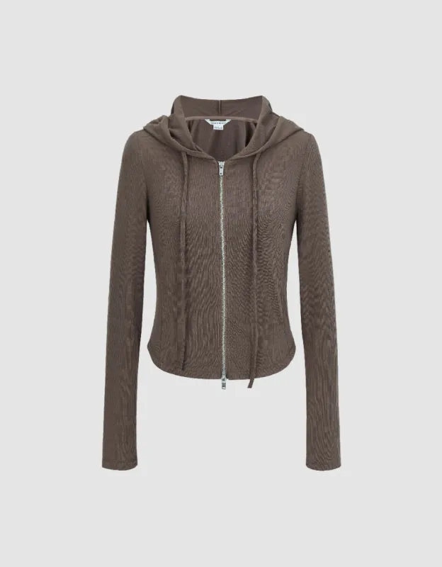 Zipper Front Hooded Skinny Jacket sold by Urban Revivo