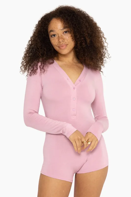 SLEEP JERSEY LONG SLEEVE SLEEP ROMPER - PEONY sold by SETactive