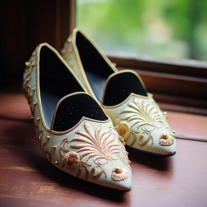 White Velvet Hand Work Zardozi Peshawari Loafers | Wedding Shoes for Groom | Shoes for Haldi Mehendi Sangeet sold by Costoso Italiano