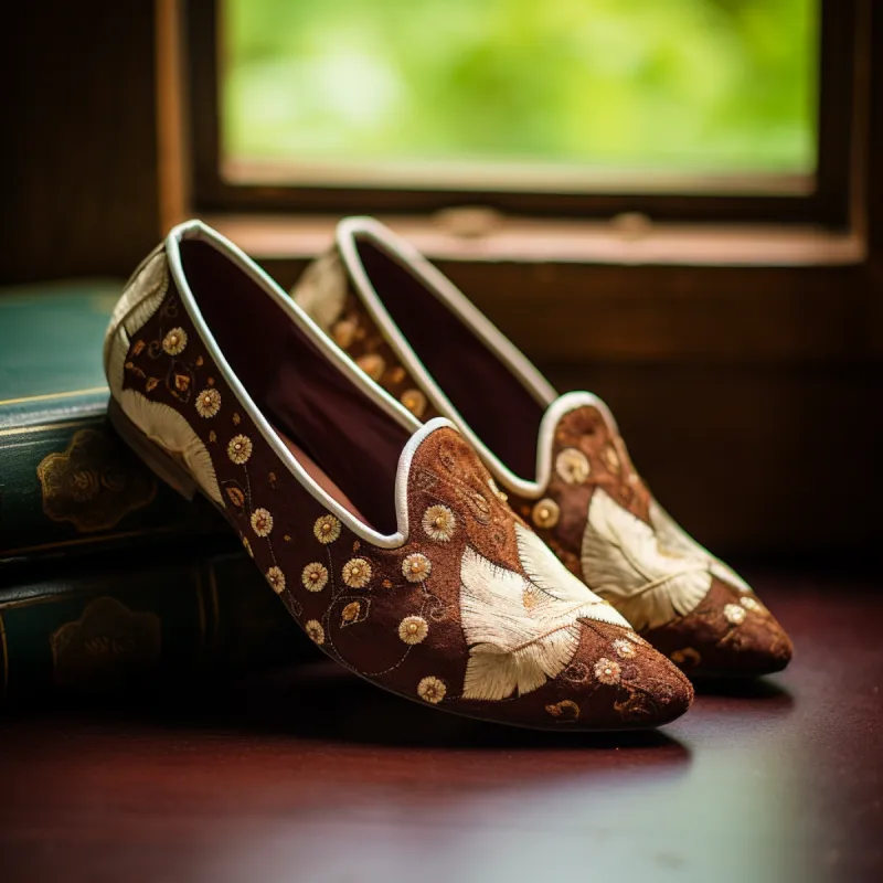 Brown Velvet Embroidery Work Peshawari Loafers | Wedding Shoes for Groom | Shoes for Haldi Mehendi Sangeet sold by Costoso Italiano
