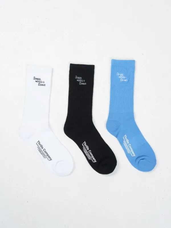 Thrills 3 Pack Sock - White - Black - Blue Yonder sold by Thrills