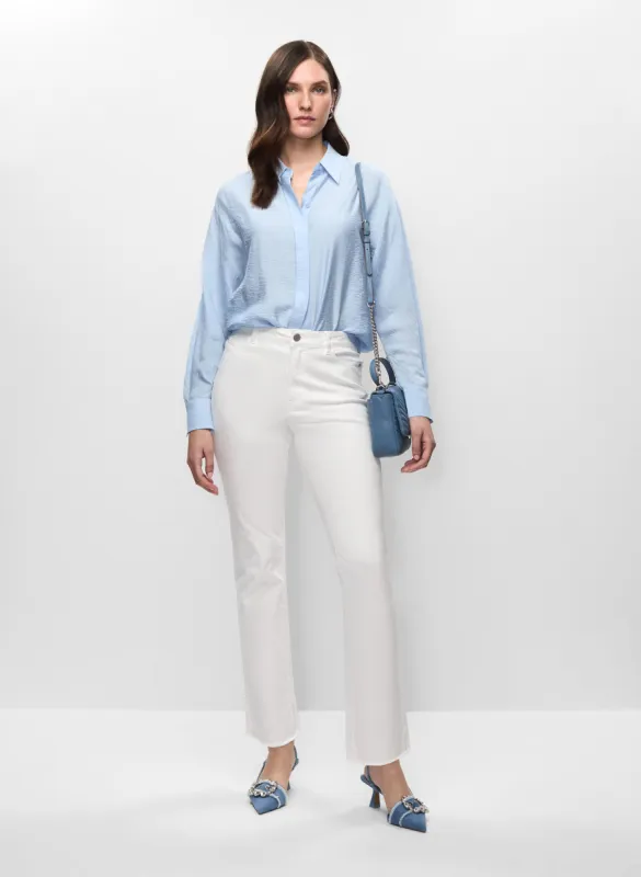 Crinkle Effect Blouse & High-Rise Straight Leg Pants sold by Melanie Lyne