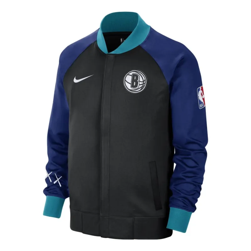Nike x Kaws x NBA Brooklyn Nets City Edition Jacket 'Black Blue Green' FB3498-010 sold by KicksCrew