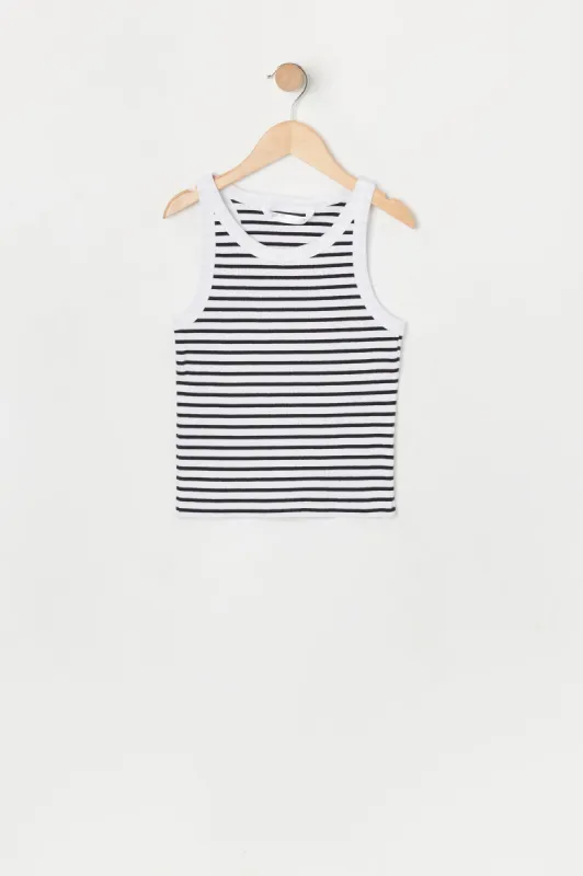 Girls Striped Ribbed High Neck Tank sold by Urban Planet