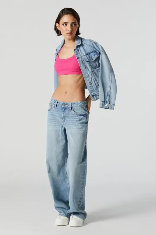 Light Wash Low Rise Wide Leg Skater Jean sold by Urban Planet