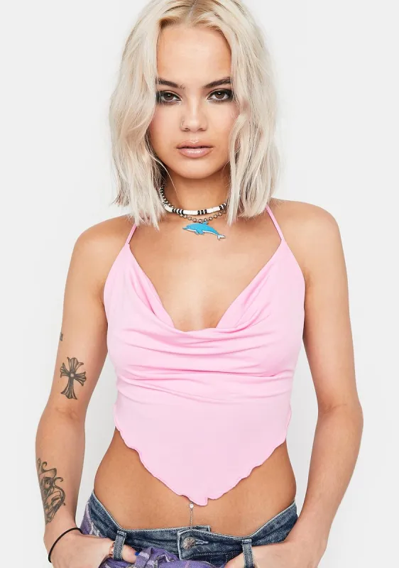 Pink Halter Crop Top sold by Dolls Kill