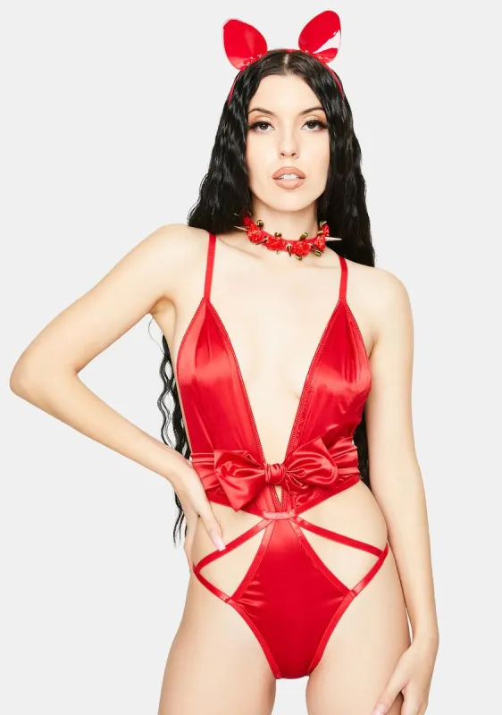 Ambra Plunging Teddy With Heart Charm sold by Dolls Kill