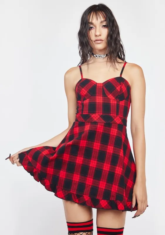 Pretty Little Mess Plaid Mini Dress sold by Dolls Kill
