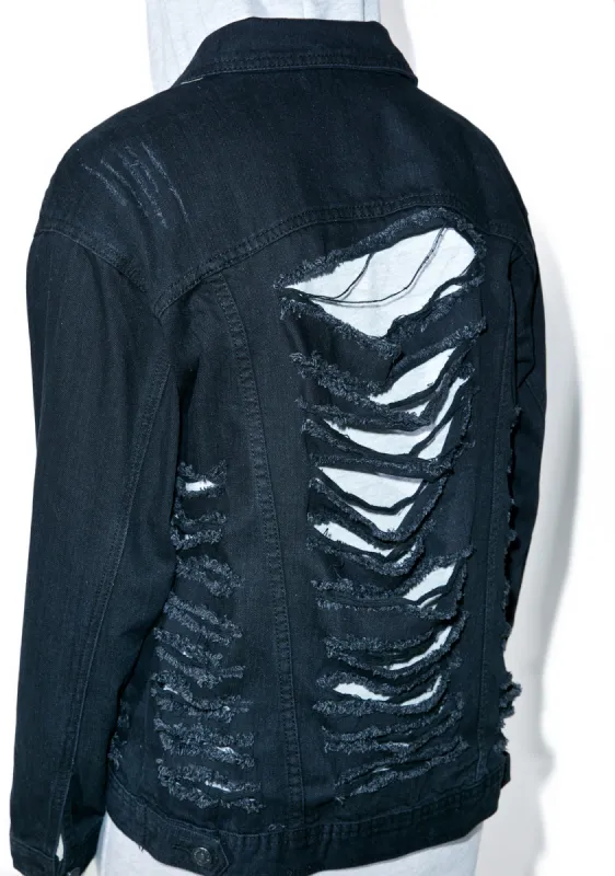 Broken Inside Denim Jacket sold by Dolls Kill