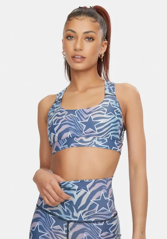 Rainbow Zebra Stars Support Sports Bra sold by Dolls Kill