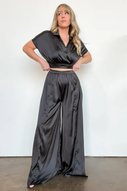 Coy Perfection Flowy Satin Wide Leg Pants - FINAL SALE sold by Madison + Mallory