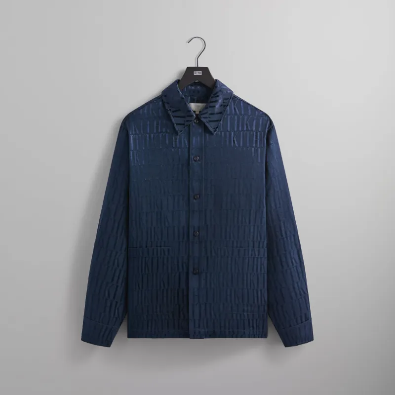 Kith Jacquard Faille Long Sleeve Boxy Collared Overshirt - Nocturnal sold by Kith