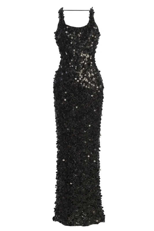 Black Sparkling Moments Sequin Maxi Dress sold by JLUXLABEL