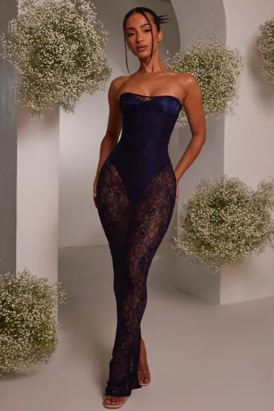 The body lace maxi dress - Navy sold by MARS THE LABEL